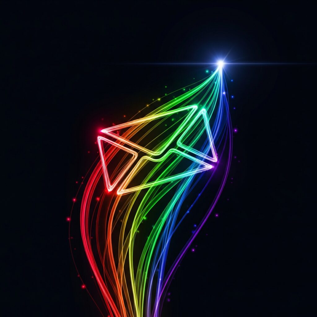 A neon email icon used to request a custom email quote.